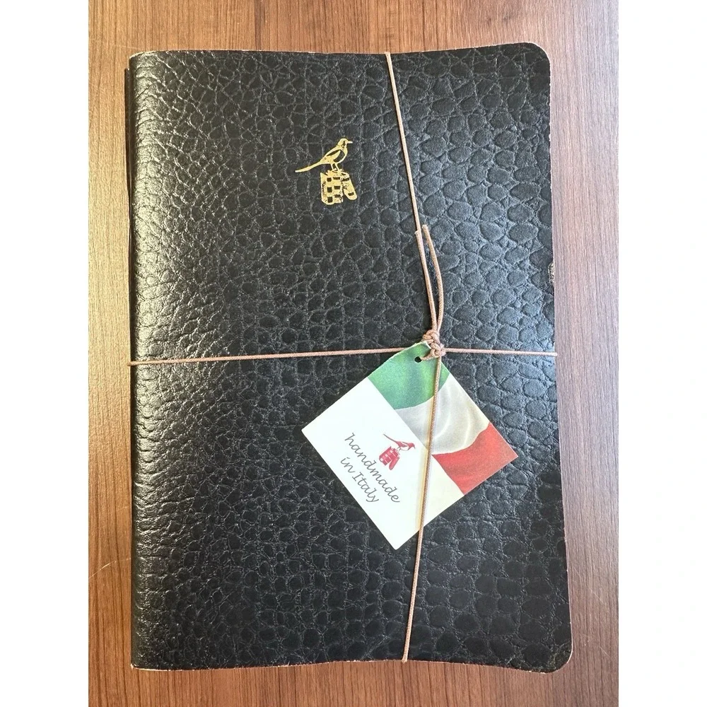 NWT BIEFFE 3 Pack Journal Writing Notebooks.Black.Handmade in Italy. 5.5